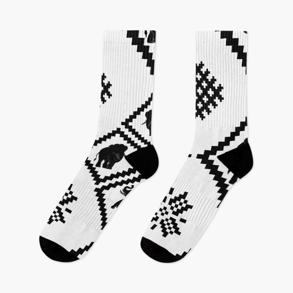 Item preview, Seamless Tribal Elephant Geometric Border Pattern in Black and White Ethnic Style designed and sold by kasune-shop.