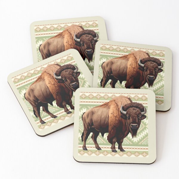 Item preview, Bison with Native American design background designed and sold by Rockyctees.