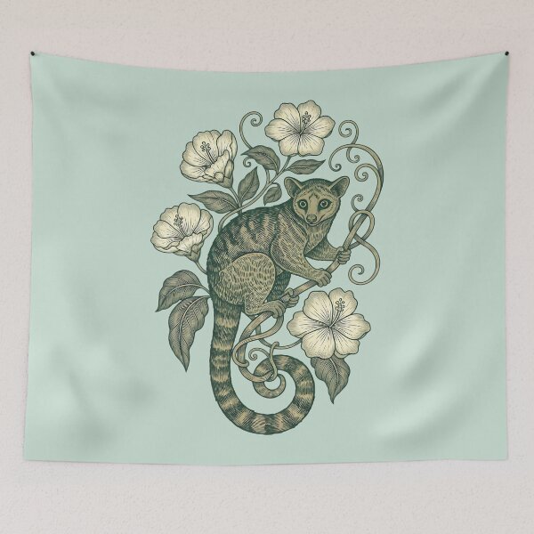 Item preview, Moonlit Kinkajou Tropical Botanical Art designed and sold by BirdsnStuff.