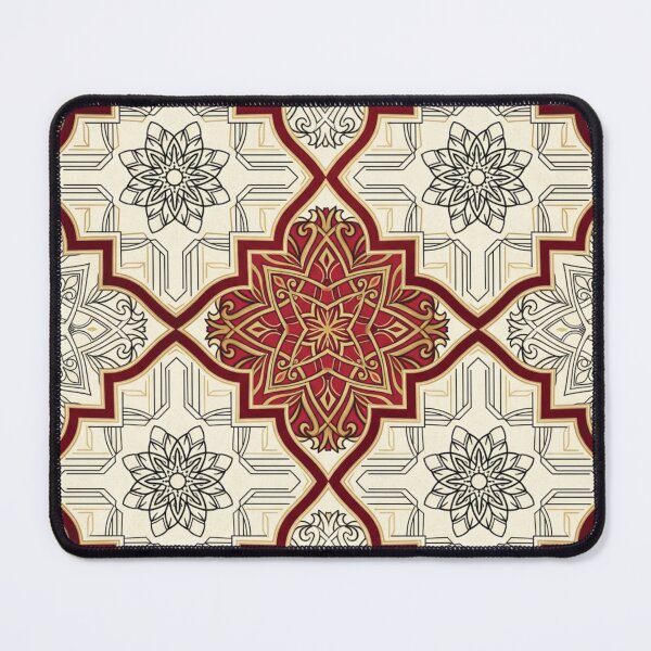 Item preview, Ornate Crimson and Ivory Geometric Floral Mosaic designed and sold by DGtaLrtcom.