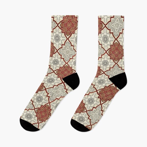 Item preview, Ornate Crimson and Ivory Geometric Floral Mosaic designed and sold by DGtaLrtcom.