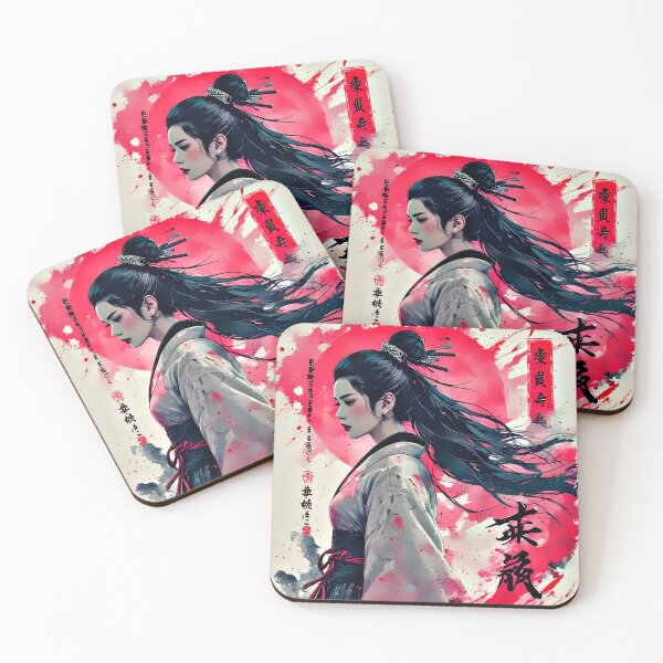Item preview, Japanese Female Warrior | Crimson Sun Aesthetic designed and sold by Neer arts.
