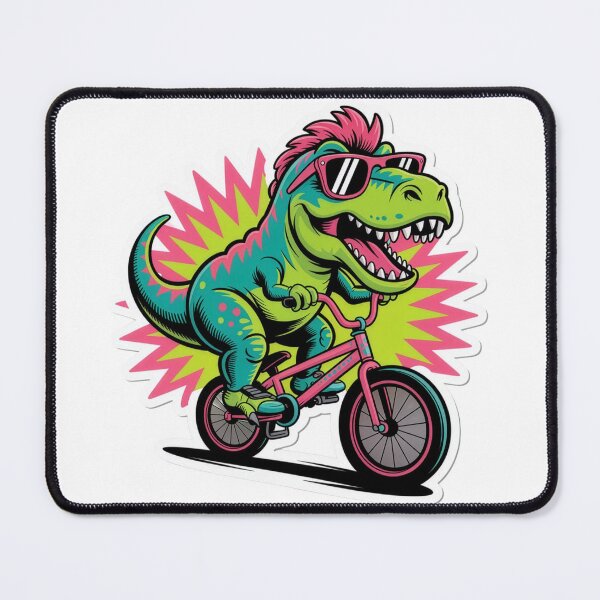 Item preview, Retro T-Rex BMX Sticker – Neon Dinosaur Riding Bike | Funny 80s Style Dino Art designed and sold by LivingItFunky.
