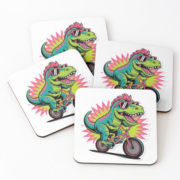 Item preview, Retro T-Rex BMX Sticker – Neon Dinosaur Riding Bike | Funny 80s Style Dino Art designed and sold by LivingItFunky.