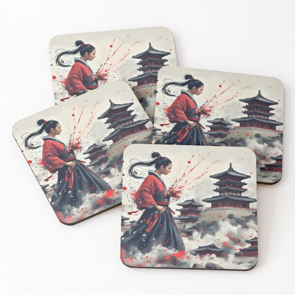 Item preview, Female Samurai Warrior | Ink Splash Art designed and sold by Neer arts.