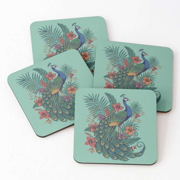 Item preview, Regal Peacock Tropical Botanical Vintage Art designed and sold by BirdsnStuff.