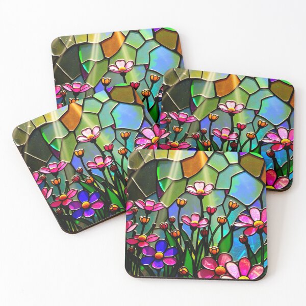 Item preview, Pink Flower Patch Stained Glass designed and sold by Sachie's Studio.