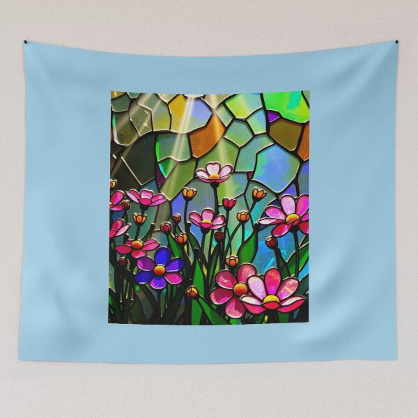 Item preview, Pink Flower Patch Stained Glass designed and sold by Sachie's Studio.