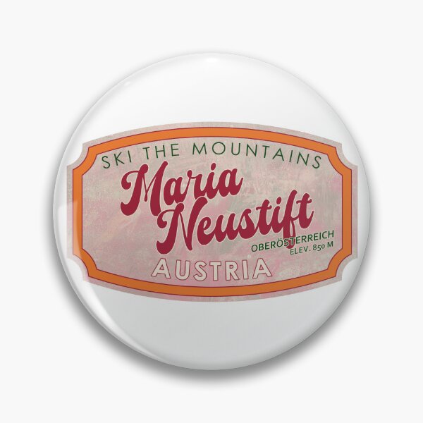 Item preview, Maria Neustift, Austria, Oberösterreich, Ski, textured skiing badge designed and sold by Wanderful-roads.