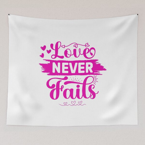 Item preview, Love Never Fails – Inspirational Love Quote Typography Design | Romantic Christian & Relationship Gift designed and sold by AnnCraftsPH.