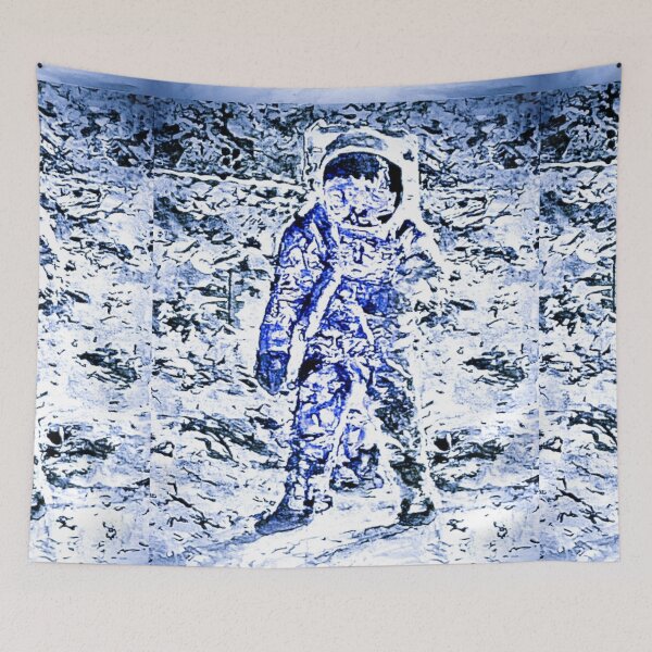 Item preview, Lunar Mission, Apollo Buzz Aldrin, on the Moon, Blue tint designed and sold by Art by Fruitcake.