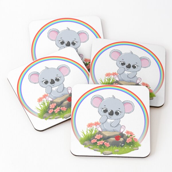 Item preview, Thoughtful Koala - Cute Koala on Rocks with Rainbow and Berries designed and sold by Love3Happy.