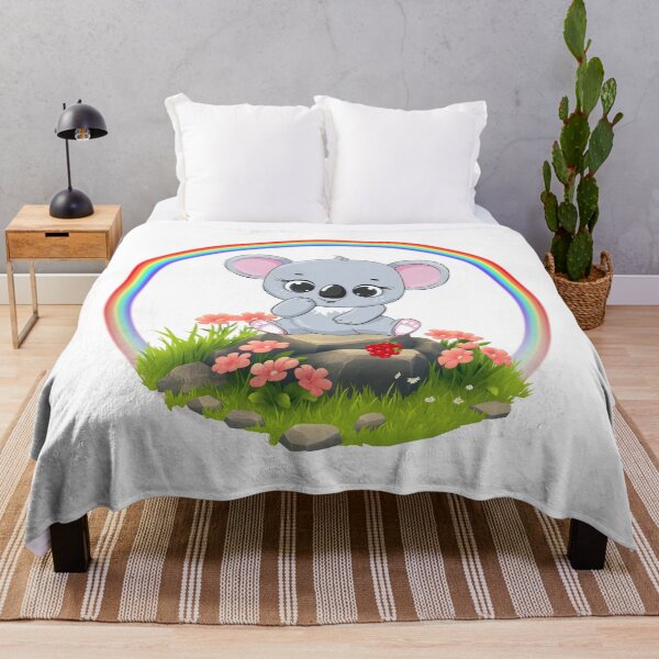 Item preview, Thoughtful Koala - Cute Koala on Rocks with Rainbow and Berries designed and sold by Love3Happy.