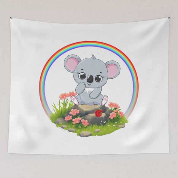 Item preview, Thoughtful Koala - Cute Koala on Rocks with Rainbow and Berries designed and sold by Love3Happy.