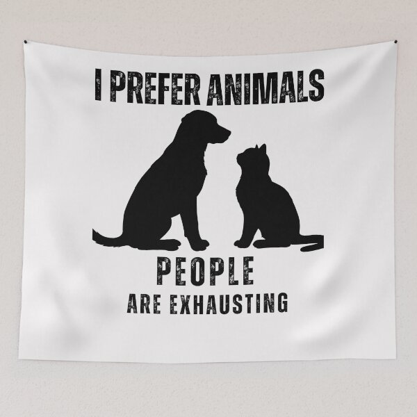 Item preview, Funny Animal Lover Shirt – I Prefer Animals People Are Exhausting Tee designed and sold by bazstees54.