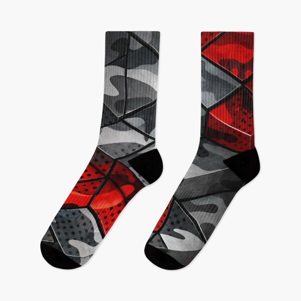 Item preview, Red Gray Camo Cubes designed and sold by Kaleidoscope Print.