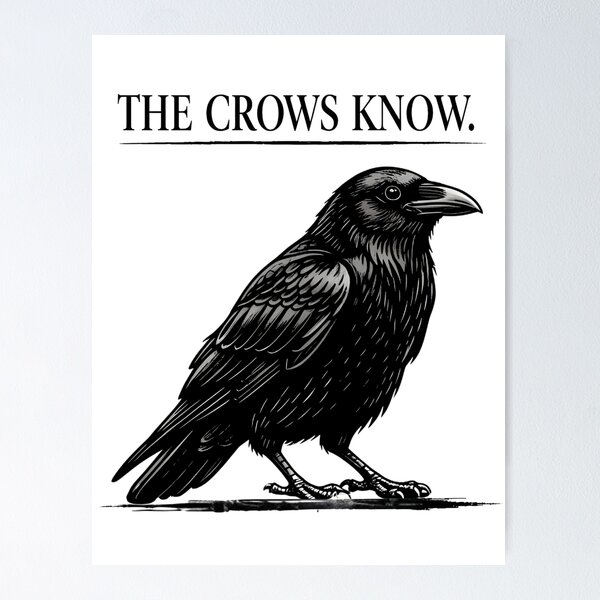 Item preview, The Crows Know – Minimalist Crow Statement Tee designed and sold by bazstees54.