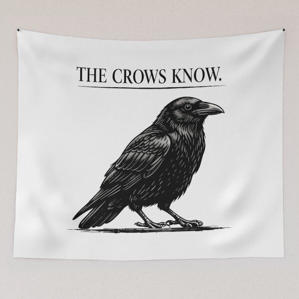 Item preview, The Crows Know – Minimalist Crow Statement Tee designed and sold by bazstees54.