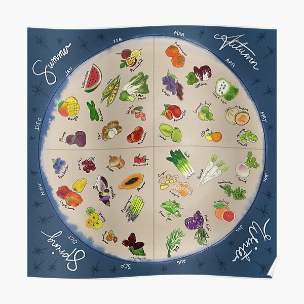 Seasonal Produce Wheel Poster