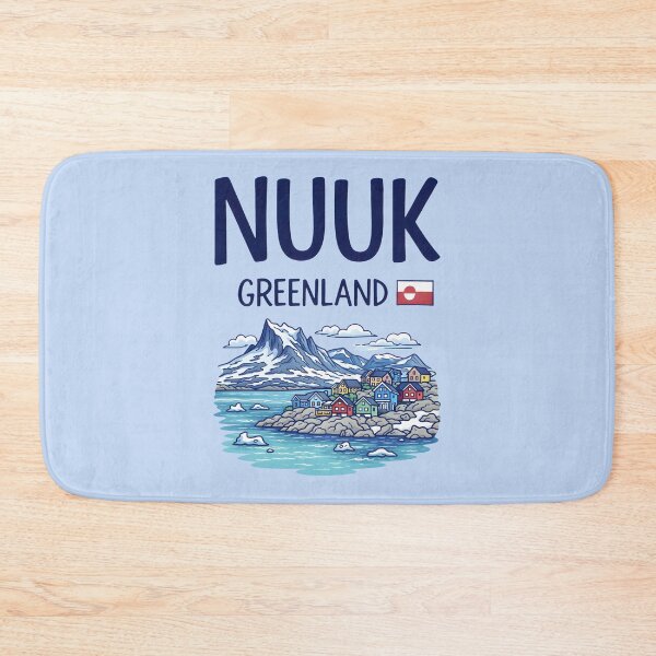 Item preview, Nuuk Greenland Cute And Colorful Landscape With Flag designed and sold by HowToCanadian.