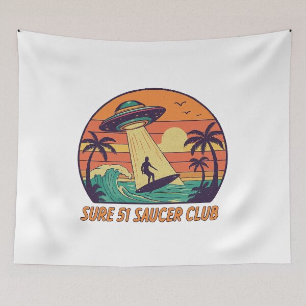 Item preview, Sure 51 Saucer Club – Retro UFO Surf Scene designed and sold by Forestfrost.