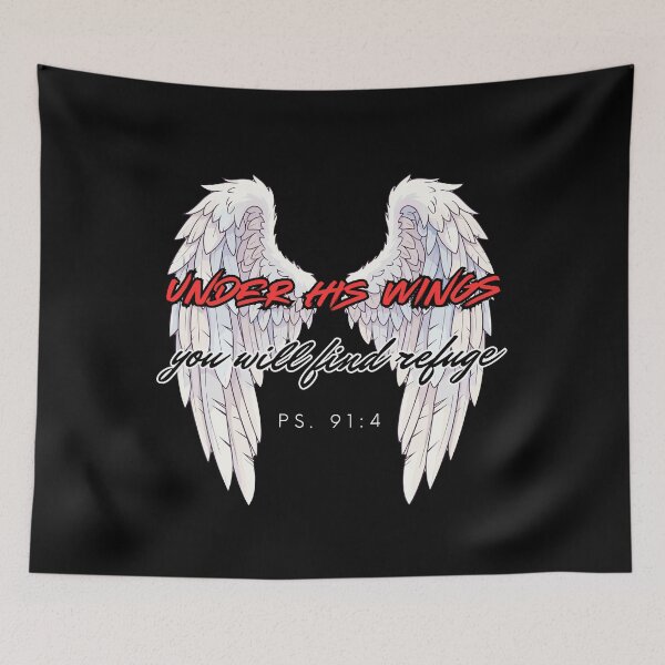 Item preview, Psalm 91:4 - Under His Wings You Will Find Refuge Angel Wings Art designed and sold by GraceGiggles.