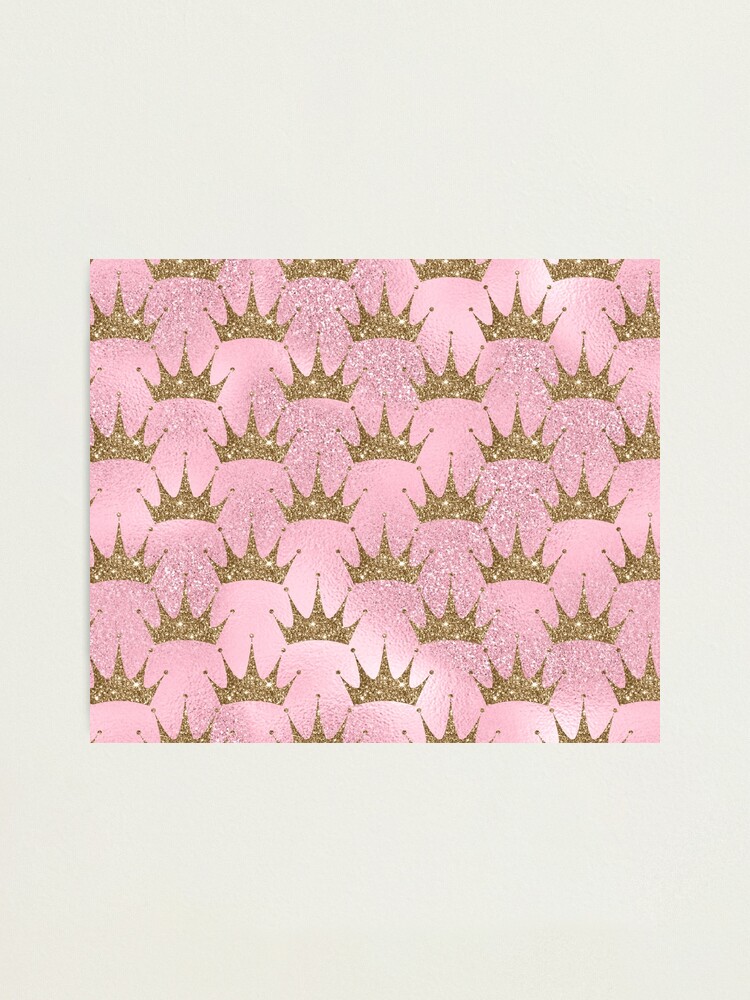 Alternate view of Mermaid Unicorn Pink Glitter Gold Crown Oriental Photographic Print