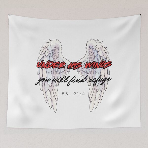 Item preview, Psalm 91:4 - Under His Wings You Will Find Refuge Angel Wings Art designed and sold by GraceGiggles.