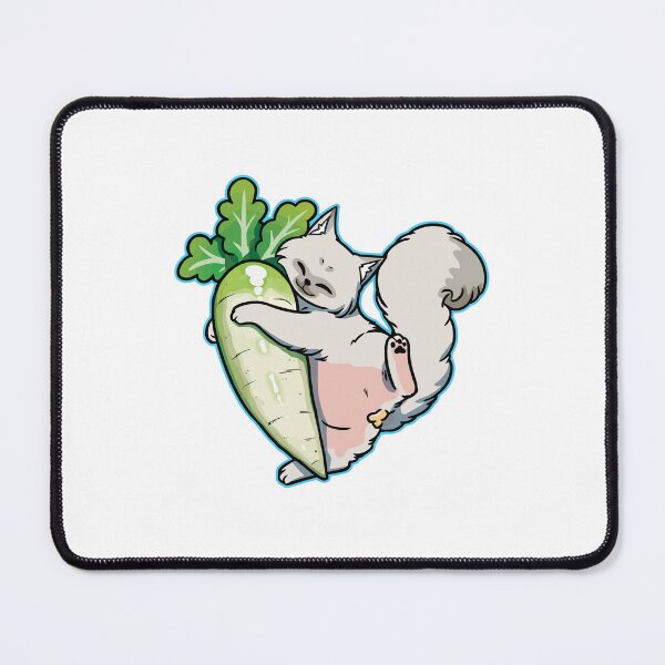 Item preview, Cute White Cat Hugging Giant Radish designed and sold by gengyut.