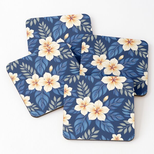 Item preview, Delicate Tropical Floral Pattern - Blue and Vanilla hues designed and sold by Ponted.