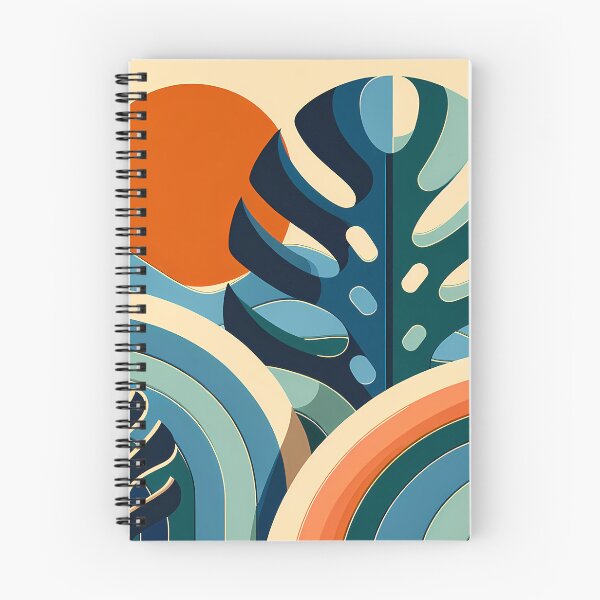 Item preview, Geometric Monstera Leaves with Sunset Shapes designed and sold by InkSmithery.
