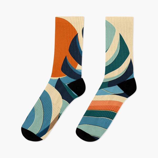 Item preview, Geometric Monstera Leaves with Sunset Shapes designed and sold by InkSmithery.