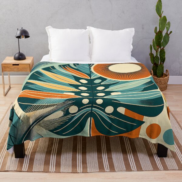 Item preview, Geometric Monstera Leaf with Sun Circle designed and sold by InkSmithery.