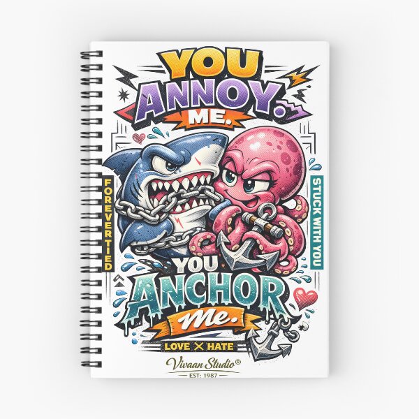 Item preview, You Annoy Me You Anchor Me Love Hate Relationship Streetwear Aesthetic Shark and Octopus Tied Forever Typography Design by Vivaan Studio. designed and sold by Vivaan Studio.