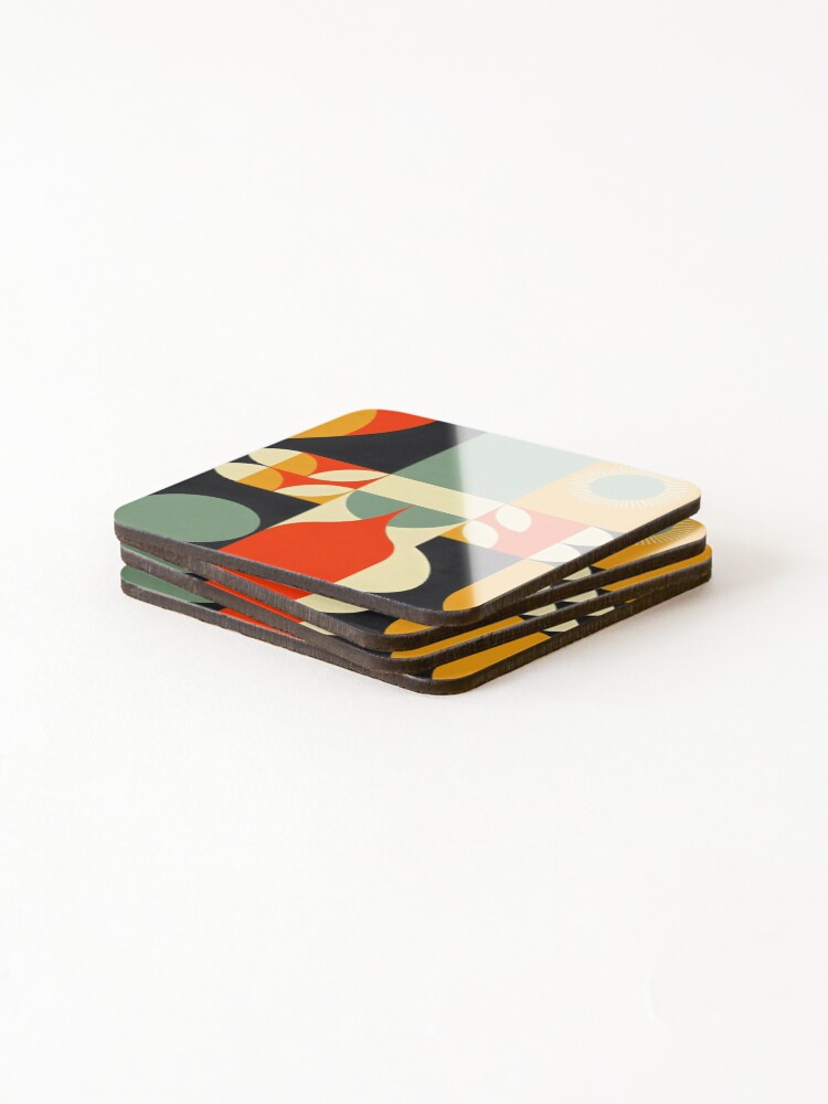 Thumbnail 4 of 5, Coasters (Set of 4), Mid Century Retro Pattern designed and sold by GraphicsClub.