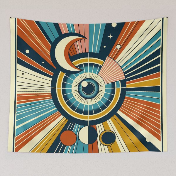 Item preview, Geometric Eye with Crescent Moon Rays designed and sold by InkSmithery.