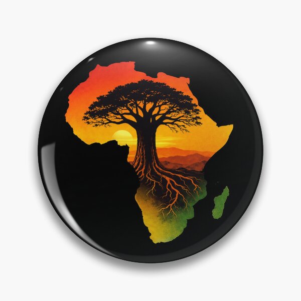Item preview, Africa Map With Baobab Tree Roots Symbol designed and sold by Myra365Art.