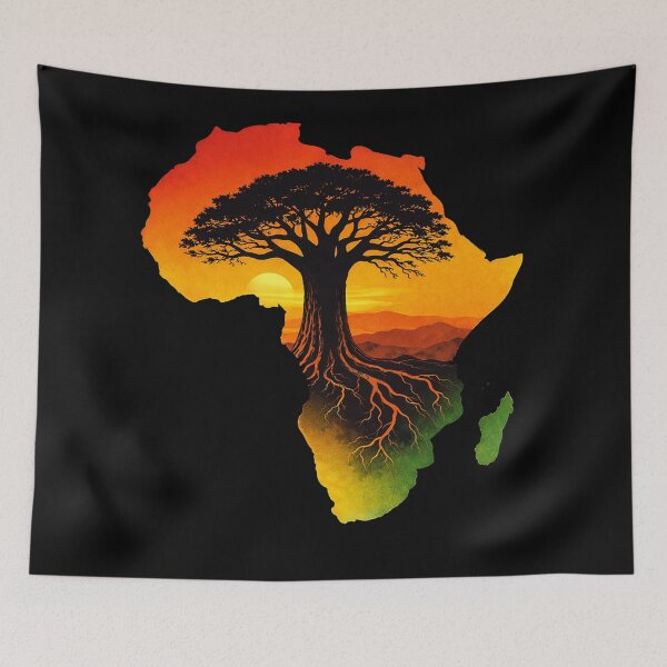 Item preview, Africa Map With Baobab Tree Roots Symbol designed and sold by Myra365Art.