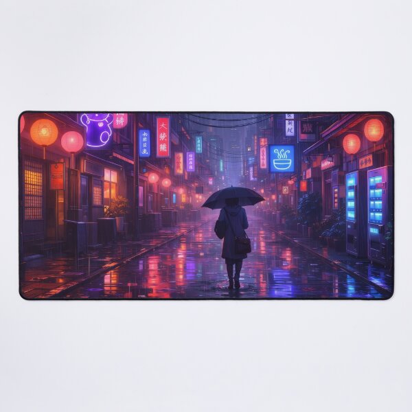 Item preview, Neon Rain Alley Cyberpunk Tokyo Street Night Umbrella Reflections designed and sold by CharmedVille.