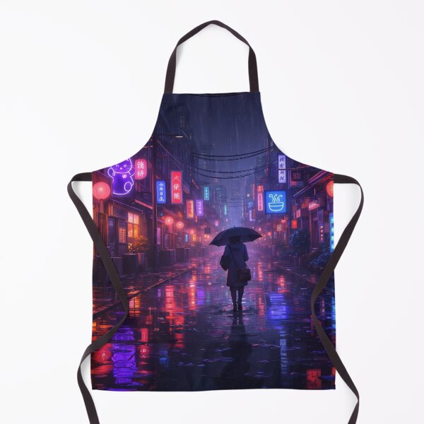 Item preview, Neon Rain Alley Cyberpunk Tokyo Street Night Umbrella Reflections designed and sold by CharmedVille.