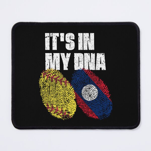 Item preview, IT'S IN MY DNA Softball - Laos Flag Fingerprint designed and sold by CosmoKitsch.