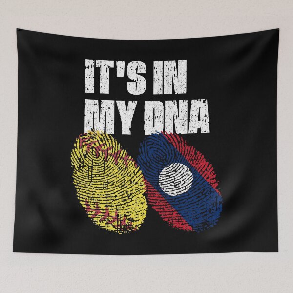 Item preview, IT'S IN MY DNA Softball - Laos Flag Fingerprint  designed and sold by CosmoKitsch.