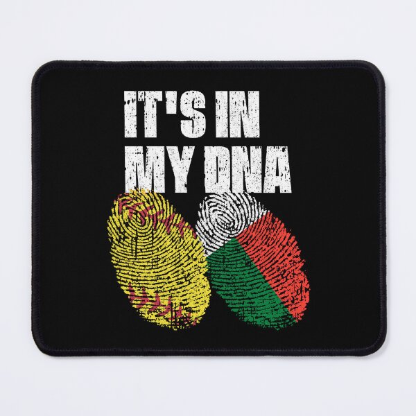 Item preview, IT'S IN MY DNA Softball - Madagascar Flag Fingerprint designed and sold by CosmoKitsch.