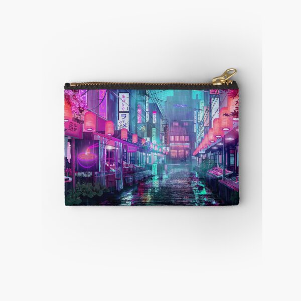 Item preview, Neon Pink Lantern Alley Cyberpunk Tokyo Rain Street Reflections designed and sold by CharmedVille.