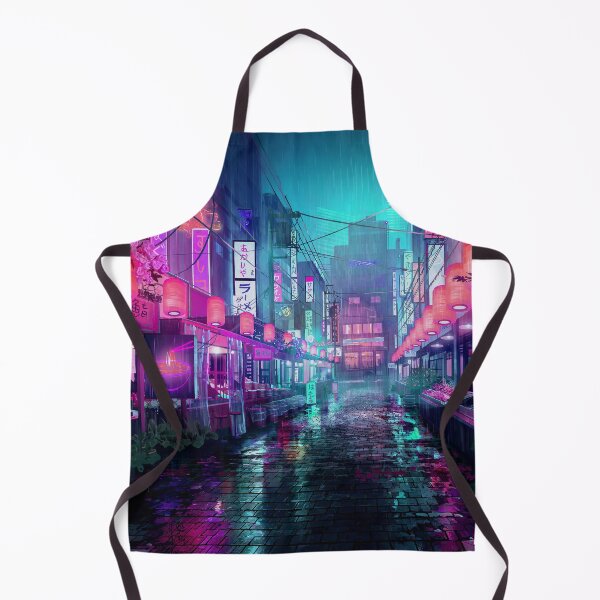 Item preview, Neon Pink Lantern Alley Cyberpunk Tokyo Rain Street Reflections designed and sold by CharmedVille.