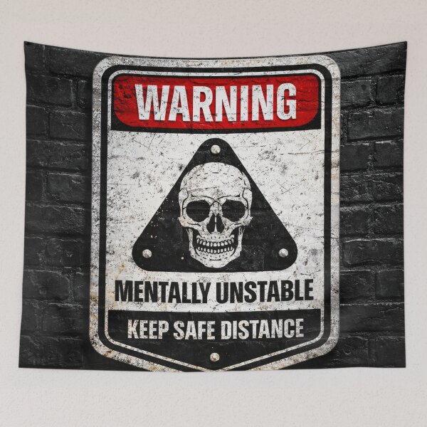 Item preview, Mentally Unstable Warning Sign designed and sold by Kaleidoscope Print.