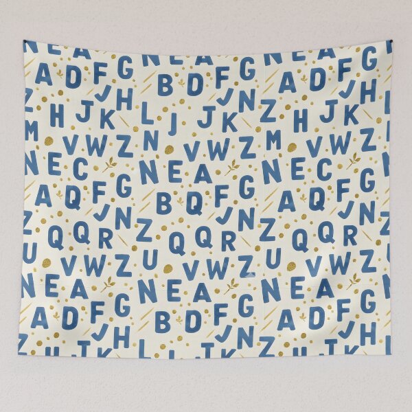 Item preview, Ocean Blue Watercolor Hearts-Elegant Pattern with Gold Accents designed and sold by DraftNDreamShop.