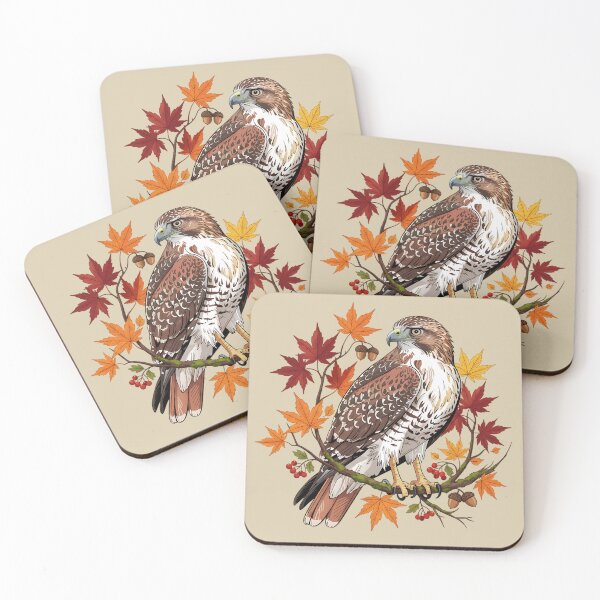 Item preview, Autumn Hawk Maple Woodland Art designed and sold by BirdsnStuff.