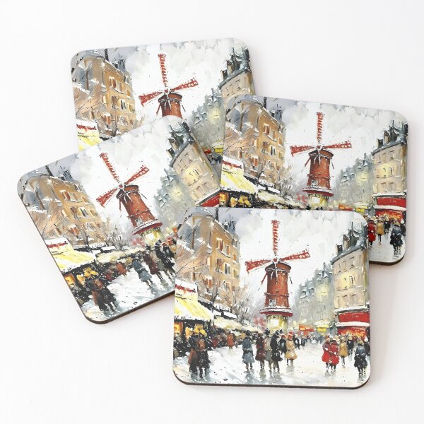 Item preview, Le Moulin Rouge in Rain-Reflected Streets and the Charm of Parisian Nightlife - 10 designed and sold by artdesignsnow.