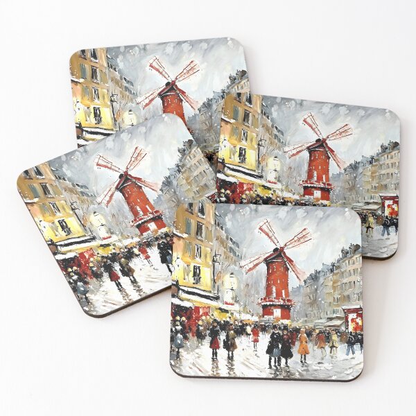 Item preview, Le Moulin Rouge in Rain-Reflected Streets and the Charm of Parisian Nightlife - 09 designed and sold by artdesignsnow.